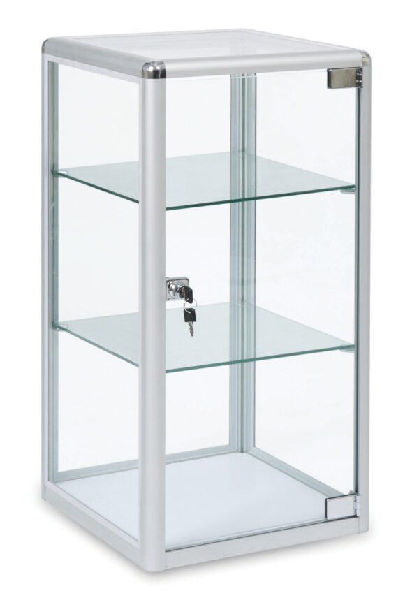 Corner Display Unit With Glass Shelves