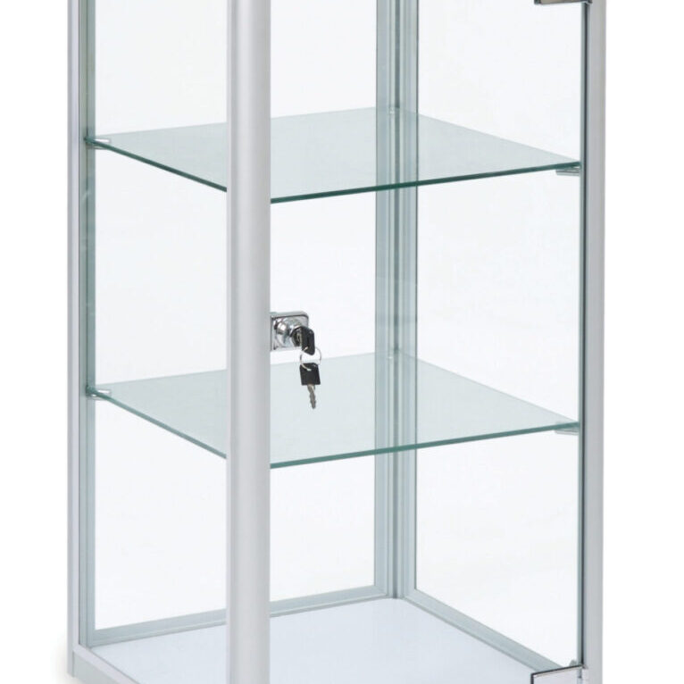 Corner Display Unit With Glass Shelves