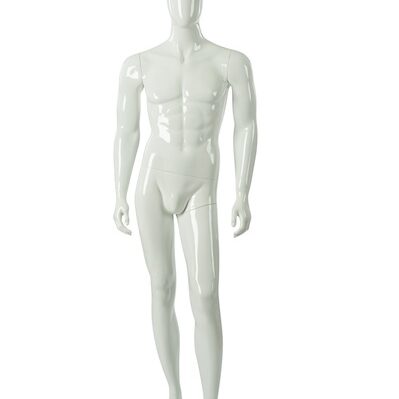 A white mannequin standing in front of the camera.